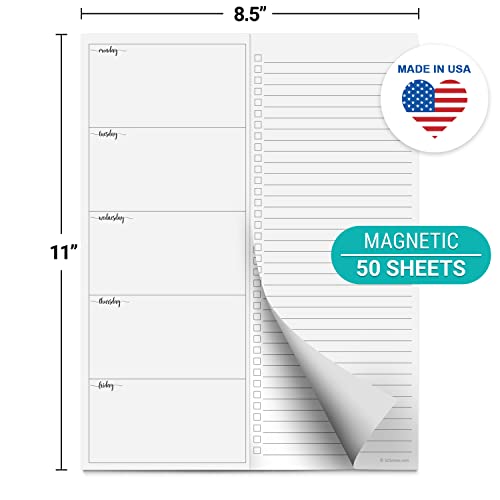 Image of 321Done Magnetic Weekly Planner Notepad, 8.5x11, 50 Sheets, Mon to Fri