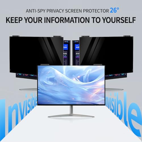 GUDTEKE Magnetic Computer Privacy Screen 27 inch, 9H Hanging Privacy Screen for Computer Monitor for 16:9 Monitor, Acrylic HD Eye Protection Anti Glare Blue Light Filter - Image 2