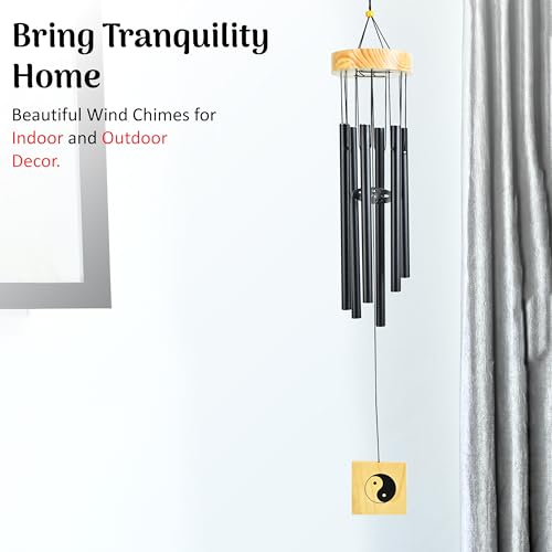 Image of ZAICUS Metal Wind Chime for Home & Garden, Outdoor Hanging Wind Chimes with Wooden Top, Deep Resonant Tones, Balcony Patio Yard Decoration, Feng Shui Lucky Wind Bell Decor