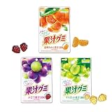 明治 果汁グミ 3種アソート 果汁100% 〈 みかん ぶどう マスカット 〉 グミ 詰め合わせ セット (果汁感UP！ 楽しく食べ比べできる 3種の味) お菓子 まとめ買い 【オリジナルお手拭き】 (各3計9) 常温・ネコポス便
