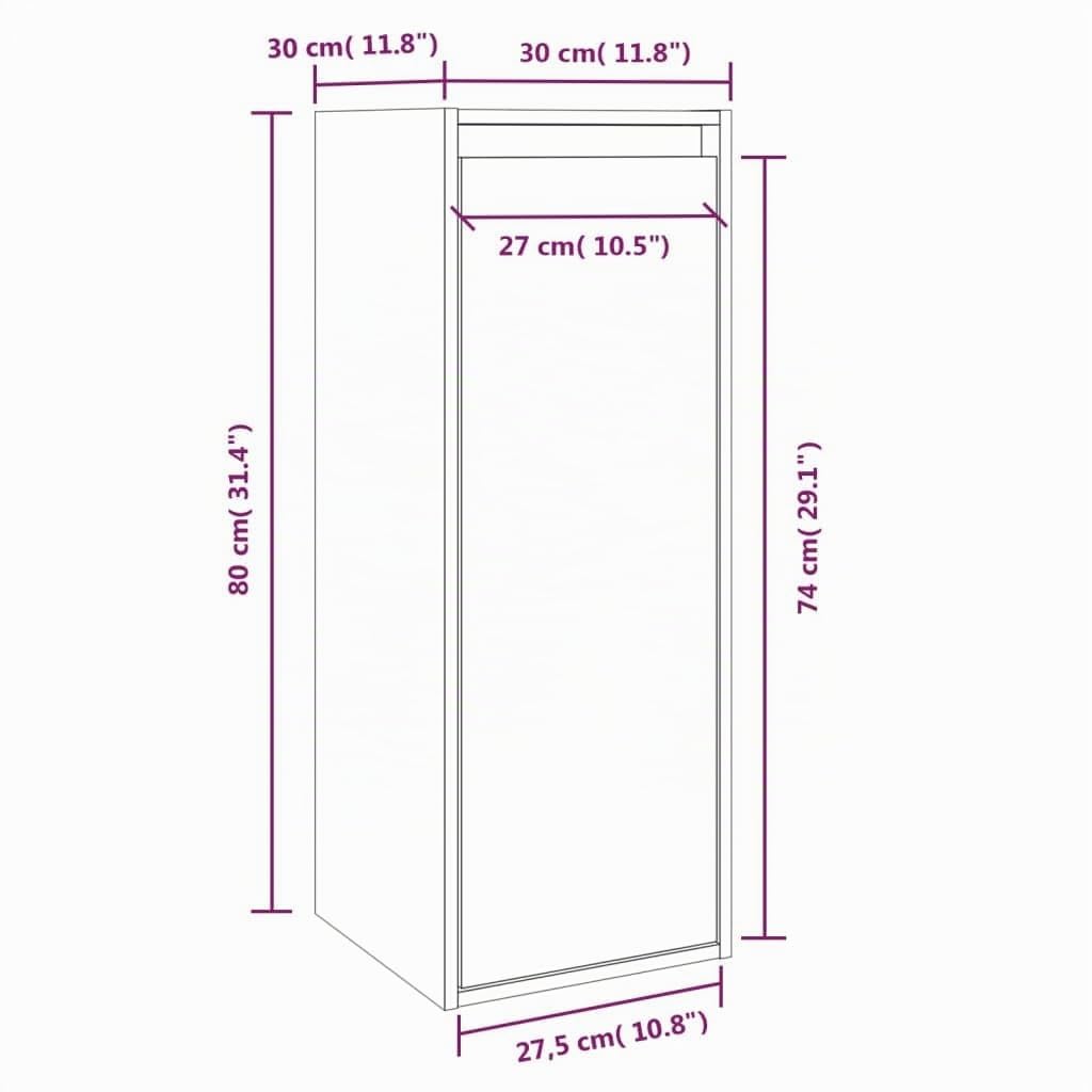 vidaXL Pensili 2 pz 30x30x80 cm in Legno Massello di Pino