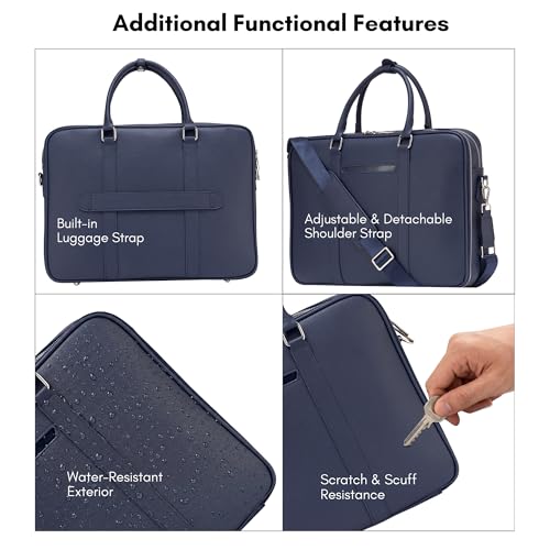 Image of Dash Designs Premium Laptop Bag 15.6 Inch for Men | Saffiano PU Office Messenger Briefcase | Water Resistant Anti-Scratch Business Bag | Lightweight Shoulder Bag for Work Travel
