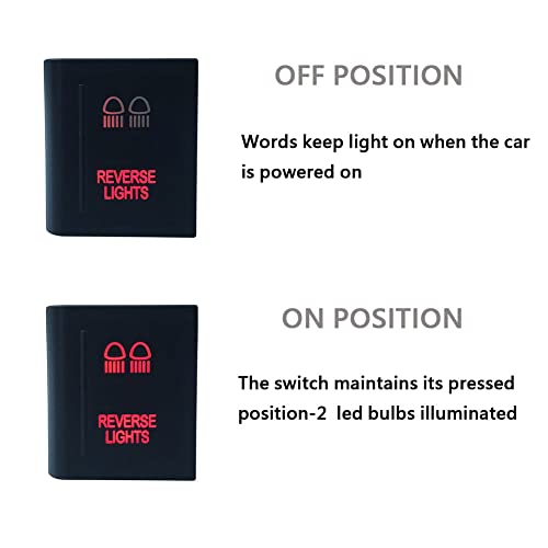 Image of Red Led Car Push Button Switch with Wires for VW Volkswagen Amarok 3Amp 12V (Reverse Lights-Left Side)