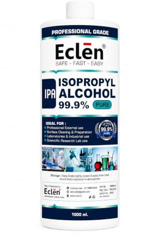Image of ECLEN Isopropyl Alcohol 99.9% IPA | High Purity Isopropyl Rubbing Alcohol for Electronics Cleaning, Laboratory, Industrial, Surface Preparation & Technical Use (1000ml)