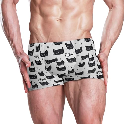 Cat Cute Animal Mens Swim Trunk Swimwear Bathing Suit Swim Brief Square Leg Board Short S B04035152
