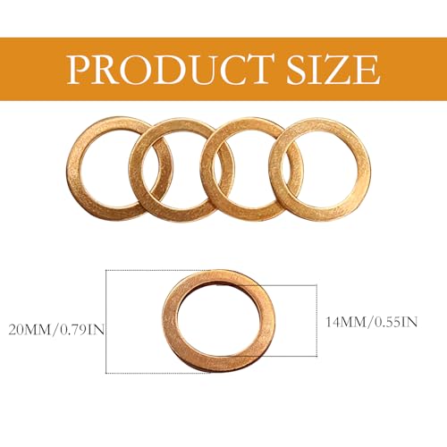 Image of 15PCS Oil Drain Plug Gasket, Compatible with Mercedes, 14mm Copper Oil Drain Plug Washer Gaskets OE PN 007603-014106