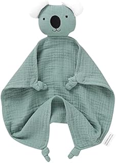 Baby Lovey Organic Cotton Babies Comforter Muslin Security Blanket Soft Cuddly Lovies Bear for Newborn Boy Girls Khaki