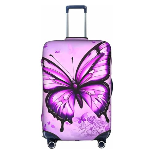 Purple Butterfly Printed luggage cover, double stitching all around, high elastic material, suitable for travel and business trip