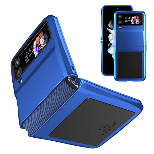 Foluu For Samsung Galaxy Z Flip 4 Case, Metal Phone Case With Hinge Protection, Aluminum Shockproof Frame Case Soft Rubber Silicone Military Heavy Duty Hard Case For Galaxy Z Flip 4 5G 2022 (Blue) #TOP12