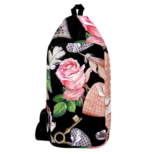 Sac à dos à bandoulière rose multicolore de format ergonomique 16x36.5cm