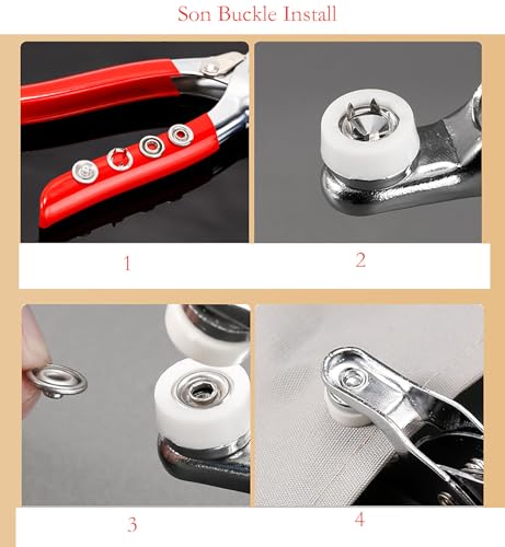 Snap Button Kit Sets, 100 Pair Colorful 5 Claw Buckle with 6 Inch Plier and Alloy Stick for Clothing Leather Crafting Sewing (1)