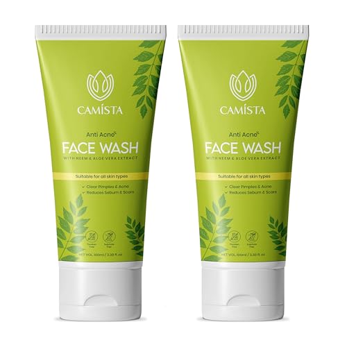 Image of Anti Acne Face Wash with Neem, Aloe Vera, Green Tea Extract & Tea Tree Oil | Gentle Oil Control & Pimple Removal | Natural Cleanser for Acne-Prone Skin, For Men & Women- 100ml (Pack of 2)