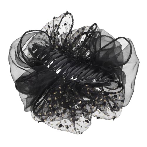 Pince à cheveux vintage noire Healvian en acrylique et tissu pour femmes