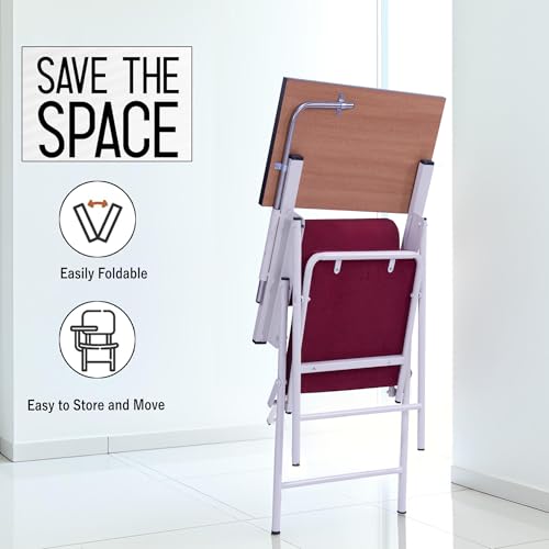 Image of Spacecrafts Folding Cushion Study Chair | Space Saving | Desk Chair | Powder Coated with Cushion | Chair with Writing Pad