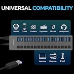 Sabrent Hub de Données USB 3.0 16 Ports et Chargeur avec Interrupteurs Individuels [90 Watts] (HB-PU16)