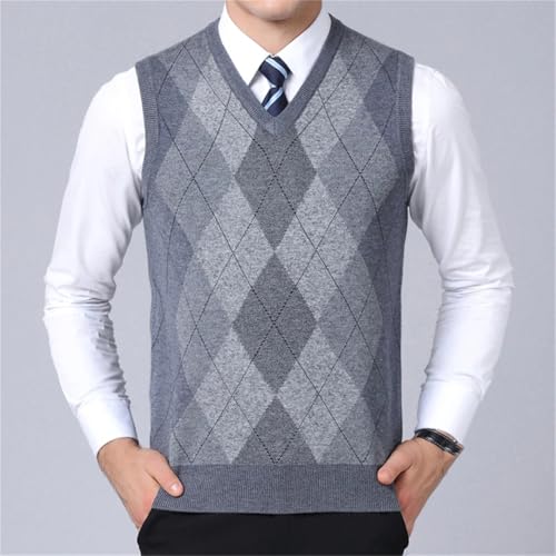 Men's Plaid Pullover Vest Slim Fit Knitted V-Neck Casual Business Outwear Tops4