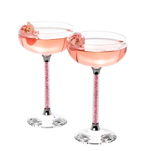 Juego de 2 copas coupe de cristal rosa