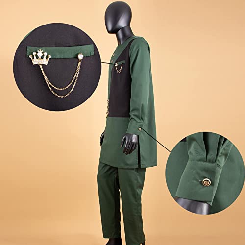 African Suits for Men Single Breasted Long Shirts and Pants Set Wedding Outfits Dashiki Clothes4