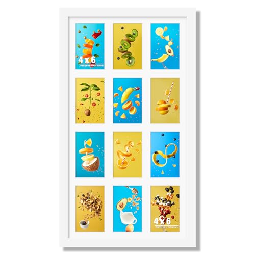 14x26 Collage Picture Frame 4x6 Collage Picture Frame Displays Twelve 4x6 inch Photos Available Horizontal Wall Mounting Display and Vertical White