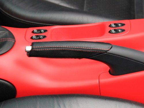 RedlineGoods ebrake Boot Compatible with Porsche 911 (996) 1998-04. Tailor Made - not Universal. Genuine top-Grade Italian Black Suede (Alcantara) with Red Thread
