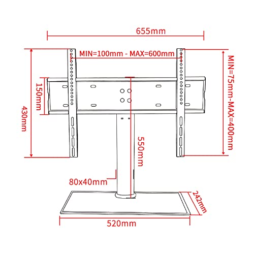 Support TV de table pour salon moderne compatible écran plat LCD 32 à 50 pouces - 4