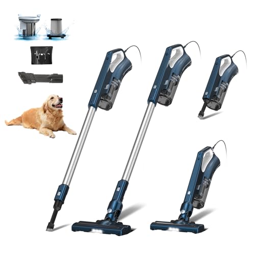 Image of Corded Stick Vacuum Cleaners For Home, 500W Powerful Suction With Washable Filter, LED Light & 16.7ft Power Cord, One-Touch Release Dust Cup, Converts To Handheld Vacuum For Pet Hair Hard Floor Carpet