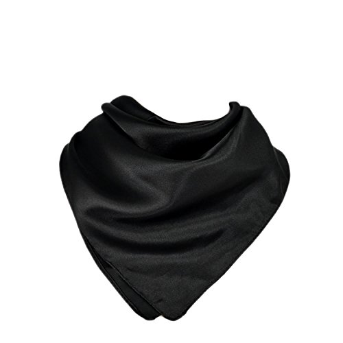 UK_Stone 100% Seide Unisex Einfarbig Bandana Schal Halstuch 50 * 50cm (Schwarz)