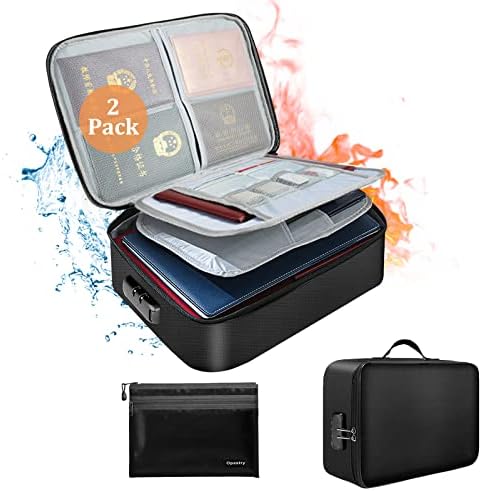 Fireproof Document Bag with Lock (14x10.6x4’’) & Money Bag, 3-Layer Portable Document Organizer, Home Office Travel Fireproof Bag with Handle, Document Safe Bag for Important File Passport Certificate