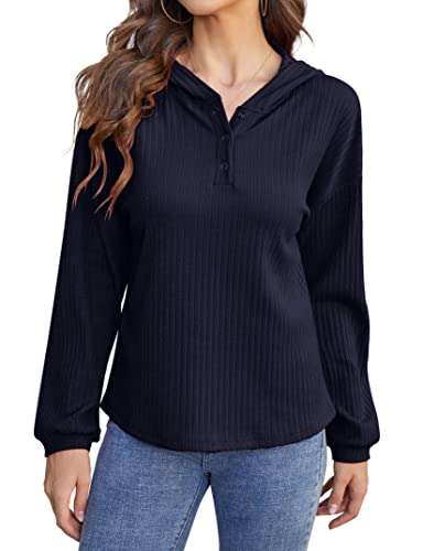 KOJOOIN Sweat à capuche décontracté pour femme, Bleu foncé 1, M Cover