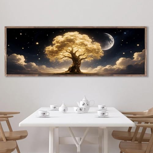 Impression sur toile arbre doré abstrait de qualité premium 40x80 - 4