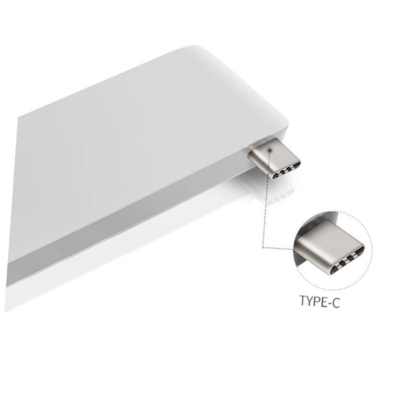 Hub Type-c USB 3.0 5 in 1 in Lega di Alluminio Argento | Plug And Play, Lettore Schede Microsd e Sd, Adattatore Compatto per Ricarica e Dati