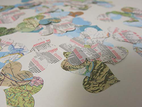 200 Vintage Atlas Map Hearts Confetti Travel Theme Wedding Table Scatter #TOP5