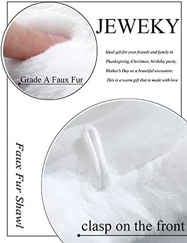 JEWEKY 1920s Bride Wedding Fur Shawls and Wraps Winter Bridal Faux Fur Stoles and Scarfs for Women and Bridesmaids4