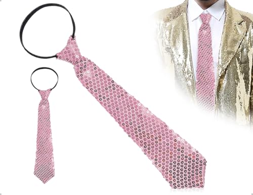 AOYEGIC Cravate à paillettes, cravate pré-nouée scintillante pour femmes et hommes, accessoire de costume, utilisée pour les soirées disco et les...