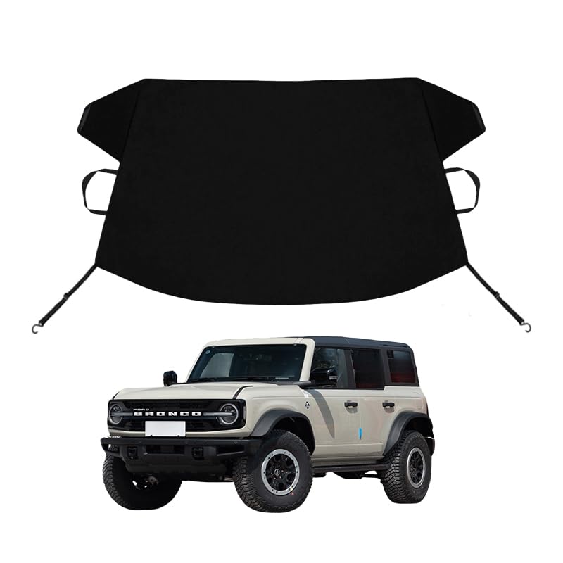Image of Bronco Custom Windshield Cover for Ice and Snow Fo-rd Bronco Heavy Duty 600D Oxford Fabric Windshield Protector Fit Waterproof Hail Frost Cover Winter Car Accessories