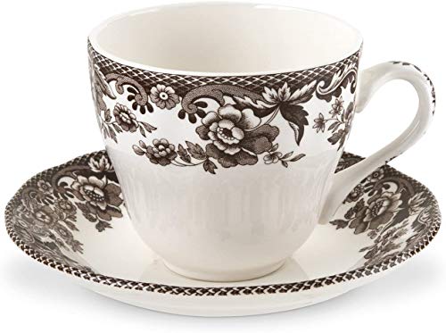 Spode Delamere Teacup And Saucer, Set Of 4 | 7 Oz Fine Earthenware Teacup Set | Perfect For Serving Tea, Coffee, And Hot Cocoa | Microwave And Dishwasher Safe #TOP2