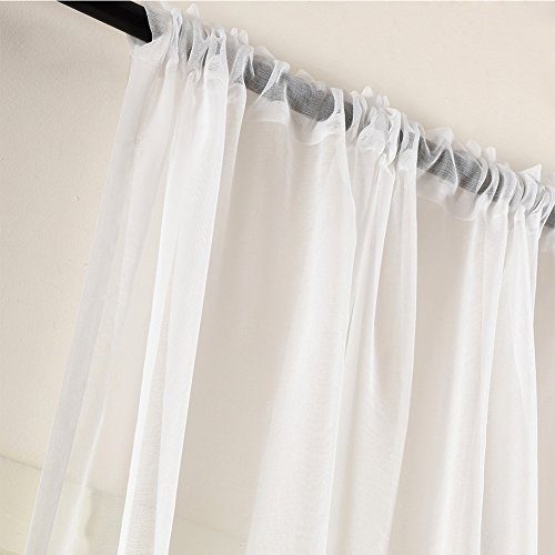 Dreaming Casa Solid Sheer Curtains Living Room White Rod Pocket Voile Draperies Window Treatment 2 Panels 84 Inches Long, 60" W X 84" L #TOP1