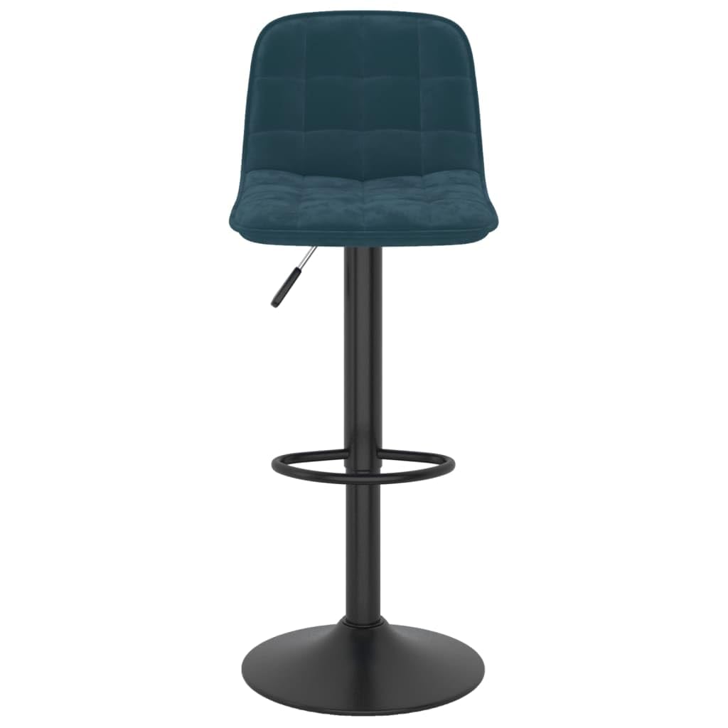 Lot de 2 tabourets de bar en velours bleu, réglables en hauteur, pivotants, avec repose-pieds, pour cuisine, salle à manger, salon et restauration, rembourré, structure stable, peu encombrant