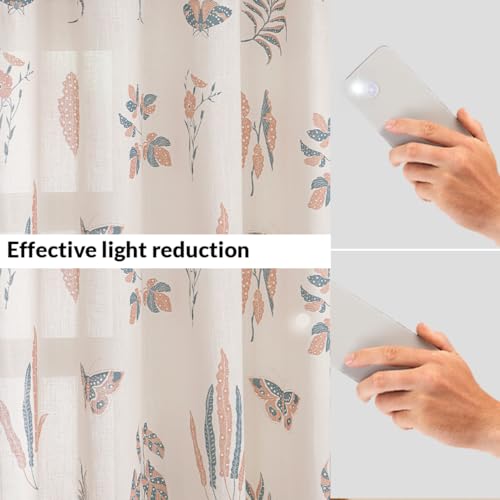 Image of HOMEMONDE Cotton Curtains for Window - Transparent Printed Light Filtering Sheer 6 Feet Curtain, Rod Pocket Top Style Pack of 2 - (Lunaria Garden, 72 Inch)