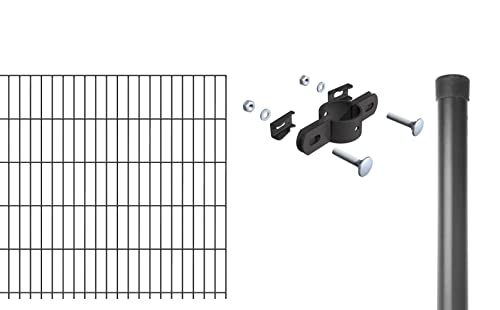 Alberts 632922 Einstab-Gittermatten-Anbauset | Typ 8/6/4 | anthrazit | 2000 x 750 mm