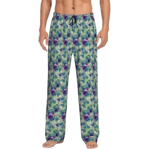 Pantalon de pyjama homme imprimé léopard vert décontracté pour le week-end