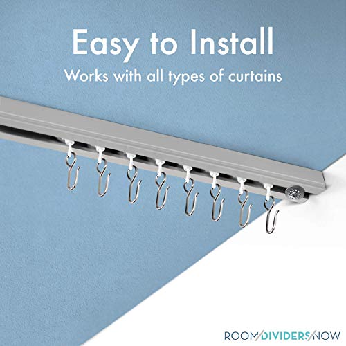Room/Dividers/Now Ceiling Curtain Track Set-Comes With Track, Roller Hooks, Installation Hardware, Saw, And End Cap-Curtain Rail, Medium, For Spaces 6-12 Feet Wide (Silver) #TOP1