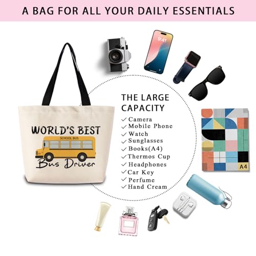 Bolso tote Best Bus Driver con bolsillo interior y correa miniatura 7