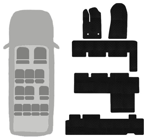 Custom Fit Rubber Floor Mats for Ford Transit Passenger Vans (2015–2026, 8–15 Passenger) – All-Weather, Non-Slip, Heavy Duty – Easy to Clean, Full Coverage (Black - 12 Passenger)
