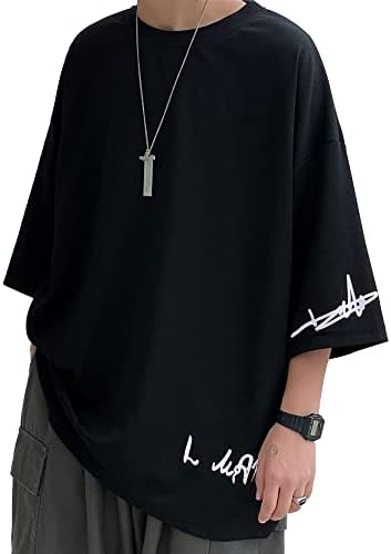 （16:00時点） [Culeevp] 夏服 メンズ tシャツ メンズ 半袖 七分袖 大きいサイズ 無地 速乾性 柔らかい 服 メンズ 黑4XL