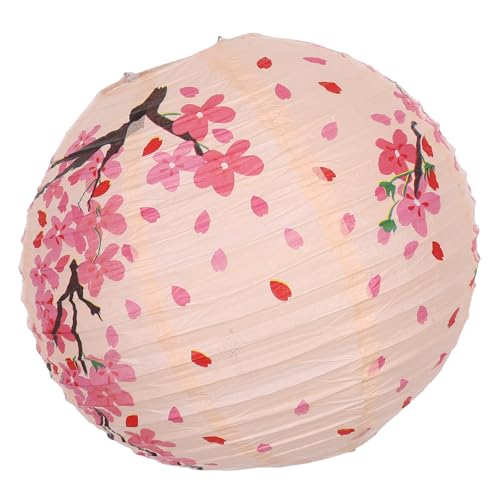 UKCOCO Farolillo Japonés de Papel de 30 CM Colgante Color Rosa Diseño de Flores de Ciruelo Decoración para Bodas Restaurantes y Fiestas Temáticas Japonesas