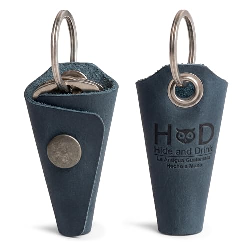 Image of Hide & Drink Full Grain Leather Wrap Keychain, Organizer Snap Closure, Key Ring Cover, Silencer Sleeve Key Holder for Men