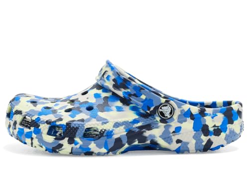 Image of Crocs, Unisex Kids, Classic Graphic Clogs (Little Kid /Big Kid), Glow Light /Multi, 5, Medium, Big Kid
