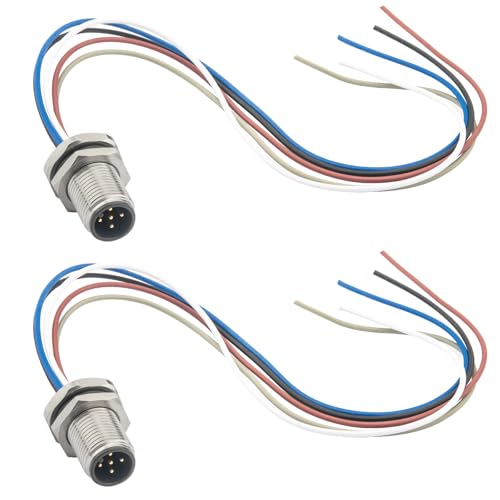 Conector M12 5 Pines Macho Panel Frontal 2 Pzas 0.2m miniatura 1