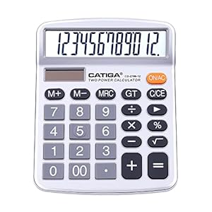 12 Digit Desktop Calculator with Large LCD Display and Sensitive Button, Dual Solar Power and Battery, Standard Function for Office, Home, School, CD-2786